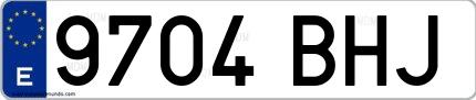 Ejemplo de matrícula española 9704 BHJ