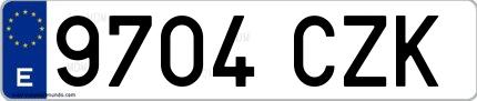 Ejemplo de matrícula española 9704 CZK