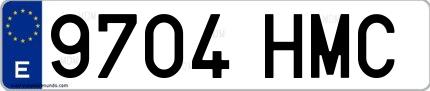 Ejemplo de matrícula española 9704 HMC