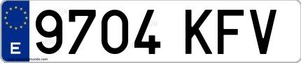 Ejemplo de matrícula española 9704 KFV