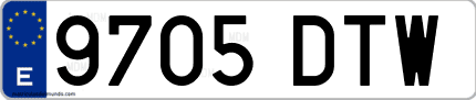 Ejemplo de matrícula de coche ordinaria 9705 DTW