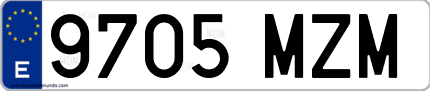 Ejemplo de matrícula de coche ordinaria 9705 MZM