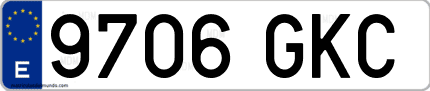Ejemplo de matrícula de coche ordinaria 9706 GKC