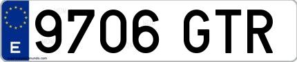 Ejemplo de matrícula española 9706 GTR