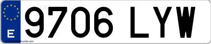 Ejemplo de matrícula española 9706 LYW