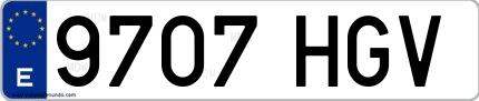 Ejemplo de matrícula española 9707 HGV