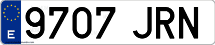 Ejemplo de matrícula de coche ordinaria 9707 JRN