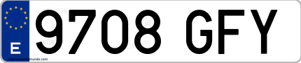 Ejemplo de matrícula de coche ordinaria 9708 GFY