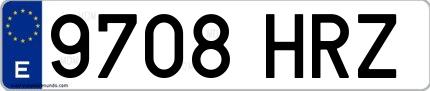 Ejemplo de matrícula española 9708 HRZ