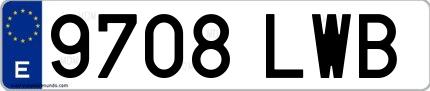 Ejemplo de matrícula española 9708 LWB