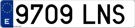 Ejemplo de matrícula española 9709 LNS