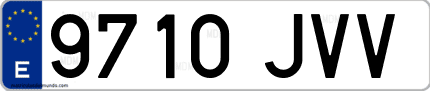 Ejemplo de matrícula de coche ordinaria 9710 JVV