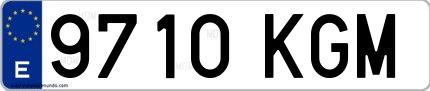 Ejemplo de matrícula española 9710 KGM