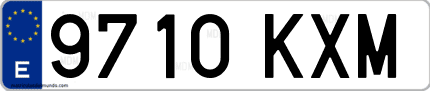Ejemplo de matrícula de coche ordinaria 9710 KXM