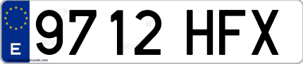 Ejemplo de matrícula de coche ordinaria 9712 HFX