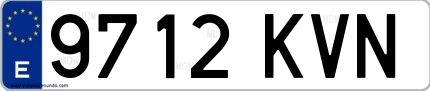 Ejemplo de matrícula española 9712 KVN