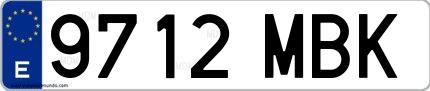 Ejemplo de matrícula española 9712 MBK