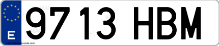 Ejemplo de matrícula de coche ordinaria 9713 HBM