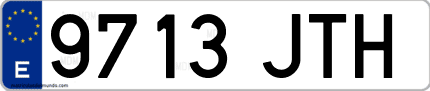 Ejemplo de matrícula de coche ordinaria 9713 JTH