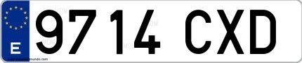 Ejemplo de matrícula española 9714 CXD
