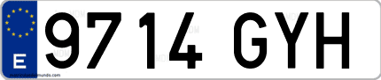 Ejemplo de matrícula de coche ordinaria 9714 GYH