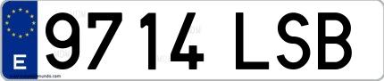 Ejemplo de matrícula española 9714 LSB