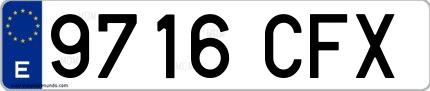 Ejemplo de matrícula española 9716 CFX