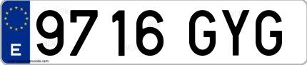 Ejemplo de matrícula española 9716 GYG