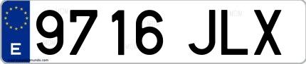 Ejemplo de matrícula española 9716 JLX