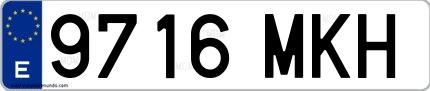 Ejemplo de matrícula española 9716 MKH