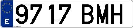 Ejemplo de matrícula española 9717 BMH