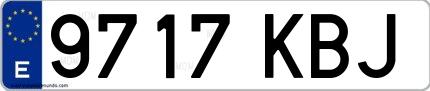 Ejemplo de matrícula española 9717 KBJ