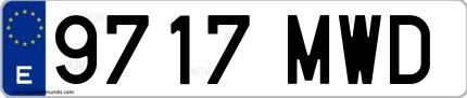 Ejemplo de matrícula española 9717 MWD