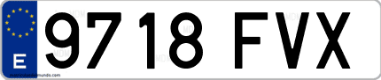 Ejemplo de matrícula de coche ordinaria 9718 FVX