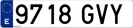 Ejemplo de matrícula de coche ordinaria 9718 GVY