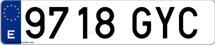 Ejemplo de matrícula de coche ordinaria 9718 GYC