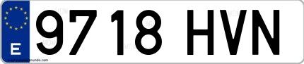 Ejemplo de matrícula española 9718 HVN
