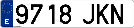 Ejemplo de matrícula de coche ordinaria 9718 JKN