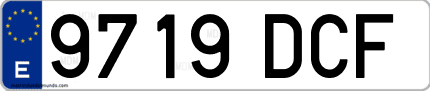 Ejemplo de matrícula de coche ordinaria 9719 DCF