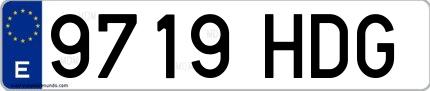 Ejemplo de matrícula española 9719 HDG