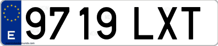 Ejemplo de matrícula de coche ordinaria 9719 LXT