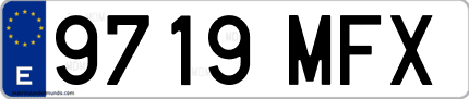 Ejemplo de matrícula de coche ordinaria 9719 MFX