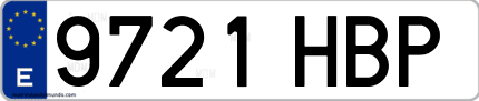 Ejemplo de matrícula de coche ordinaria 9721 HBP