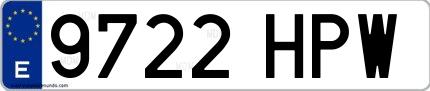Ejemplo de matrícula española 9722 HPW