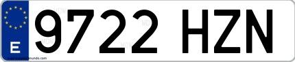 Ejemplo de matrícula española 9722 HZN