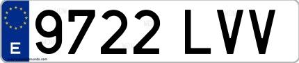 Ejemplo de matrícula española 9722 LVV