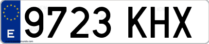 Ejemplo de matrícula de coche ordinaria 9723 KHX