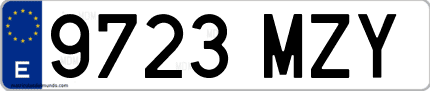 Ejemplo de matrícula de coche ordinaria 9723 MZY