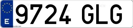 Ejemplo de matrícula española 9724 GLG