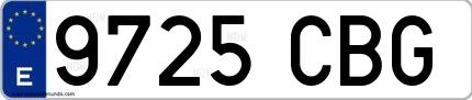 Ejemplo de matrícula española 9725 CBG